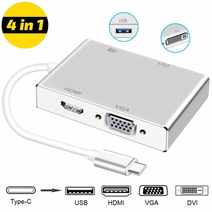 Picture of USB-C Type-C Thunderbolt 3 to DVI HDMI VGA USB 3.0 Adapter For Apple Macbook Pro