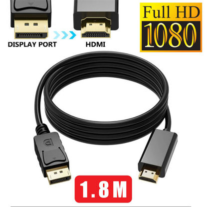 Picture of Display Port Displayport DP to HDMI Cable Male to Male Full HD High Speed Adapter Converter 1.8M 6ft