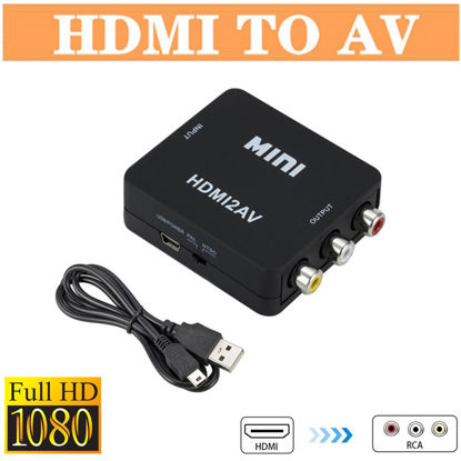 Picture of 1080p HDMI to RCA AV CVBS 3RCA L/R HD Video Composite Converter Adapter Box Black