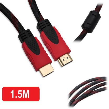 Picture of Premium Braided HDMI Cable V1.4 HD 1080p 3D High Speed for Playstation Xbox Nintendo Switch Bluray 1.5M