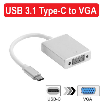 Picture of Type C USB 3.1 USB C Male to VGA Female Converter Cable for Macbook Chromebook