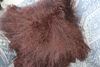 Picture of Mongolian Curly Blush Lambskin Sheepskin Cushion Cover 40cm x 40cm Brown