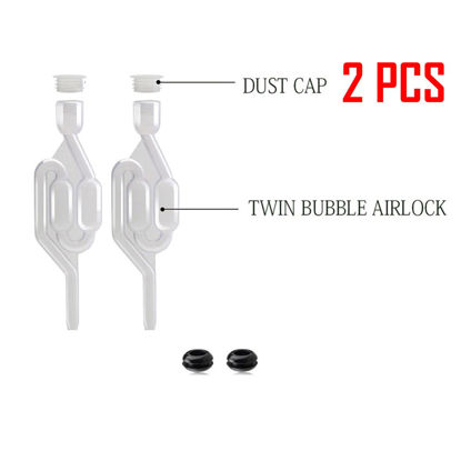 Picture of Set of 2 Fermenter Airlock S Bubble Type Air Lock with Grommet Home Brew Beer Wine