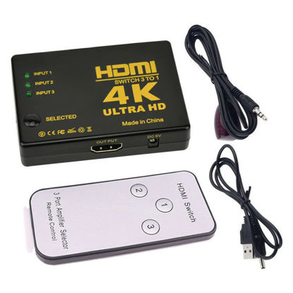 Picture of 3 Way HDMI Switch Splitter 4K Ultra HD HDTV Auto 3 Port IN 1 OUT With Remote Control