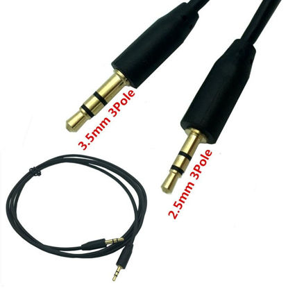 Picture of 2.5mm Male 3Pole to 3.5mm Male Record Car AUX Audio Cord Headphone Connect Cable 1M