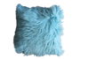 Picture of Mongolian Curly Blush Lambskin Sheepskin Cushion Cover 40cm x 40cm Blue