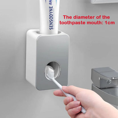 Picture of Automatic Toothpaste Dispenser Squeezer Mounted Toothbrush Bathroom Wall Grey