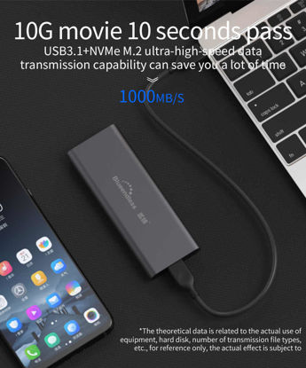 Picture of USB 3.1 Gen 2 10Gbps M.2 NVMe SSD External Enclosure Storage Case Box USB-C Drive