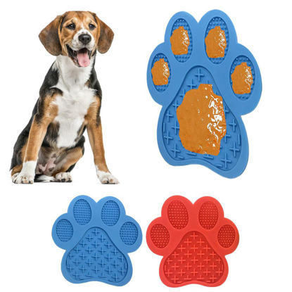 Picture of Dog Lick Mat Pad Suction Slow Feed Pet Bath Shower Grooming Dispensing Fun Anti-Anxiety Red