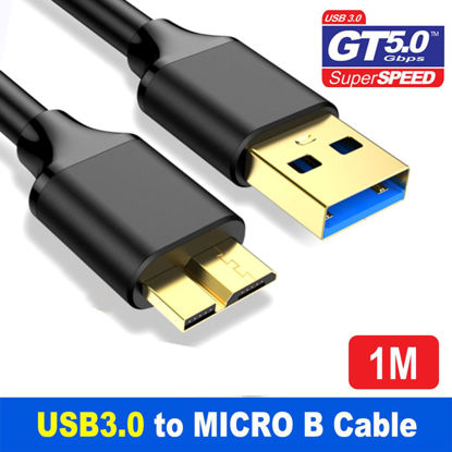 Picture of USB 3.0 Male A to Micro B Super High Speed Hard Drive Cable For Seagate WD