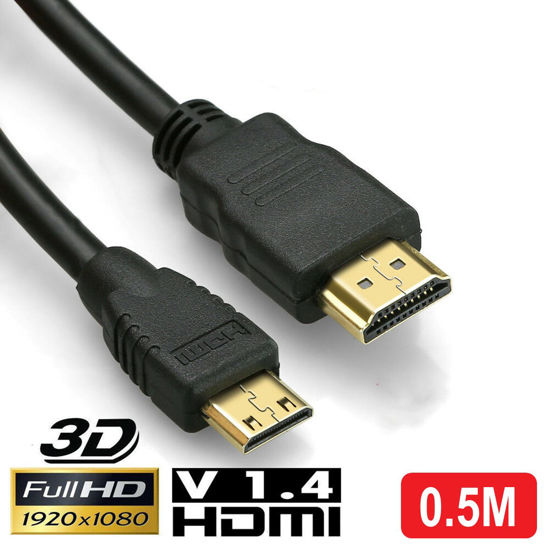 Picture of Mini HDMI to HDMI Cable V1.4 3D with Ethernet HD 1080p HDTV Tablet Smart Phone 0.5M