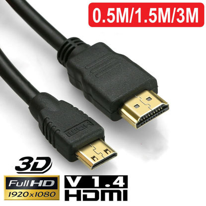 Picture of Mini HDMI to HDMI Cable V1.4 3D with Ethernet HD 1080p HDTV Tablet Smart Phone 0.5M/1.5M/3M