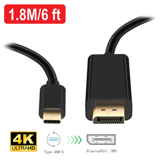 Picture of USB C to DP Cable USB 3.1 Type C to DisplayPort DP 4K UHD For Apple New Macbook