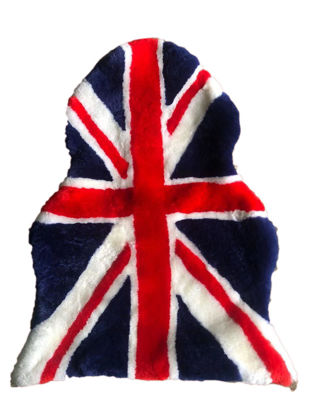 Picture of Genuine Sheepskin Lambskin Rug Red Blue Union Jack Britain UK Flag Design