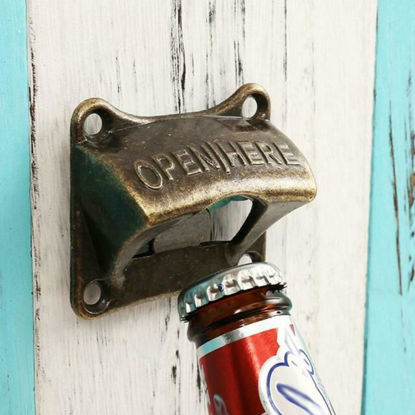 Picture of 2x Metal Wall Mounted Bottle Opener Beer Cider Sparkling Crown Cap Barware Red Copper