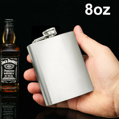 Picture of 8oz Hip Liquor Whiskey Alcohol Flask Cap Stainless Steel Pocket Wine Bottle Gift