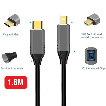 Picture of USB-C USB 3.1 Type C to Mini DisplayPort DP Cable Thunderbolt 3 Male to Male 4K 1.8m MacBook