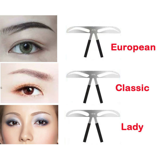 Picture of Brow Stencil Shaper Tattoo Eyebrow Kit Ruler 3D Balance Template Makeup Tool 3 Styles