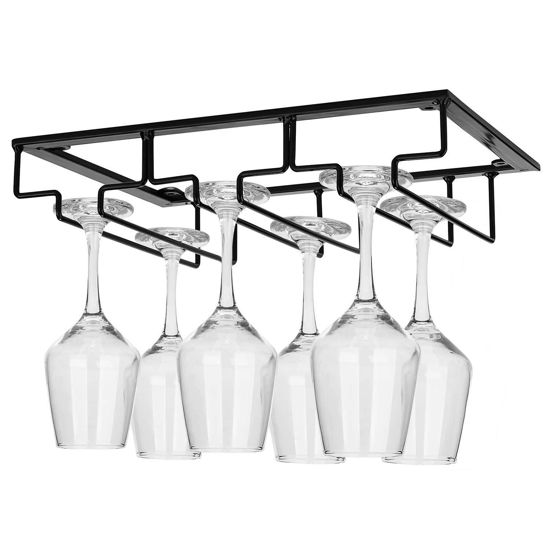 Picture of Wine Glass Rack - Under Cabinet Stemware Wine Glass Holder Glasses Storage Hanger Metal Organizer