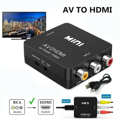 Picture of Composite AV CVBS 3RCA to HDMI Video Cable Converter 1080p Upscaling Black