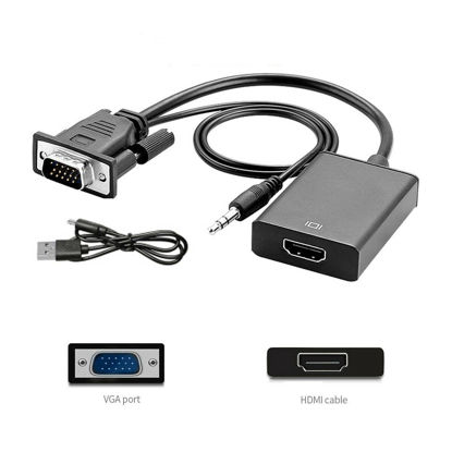 Picture of VGA Male to HDMI Female Converter Adapter 1080P Stereo Audio Output New