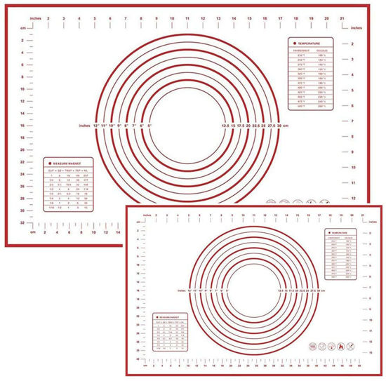 Picture of Silicone Pastry Baking Mat with Measuring Guide Non-Stick Fondant oven liner Red 80cm*60cm