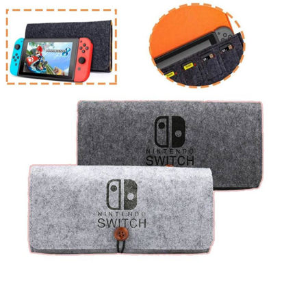 Picture of Carrying Case for Nintendo Switch Portable  Ultra Slim Protective Felt Pouch  Fit with 5 Game Slots Light Grey