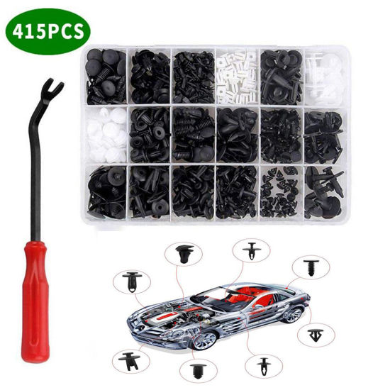 Picture of 415 Pcs Bumper Car Fasteners Retainer Clips Kit Auto Push Pin Rivets Set-Door Trim Panel Fender Clips for Toyota Honda Ford