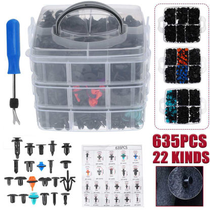 Picture of 635 Pcs Bumper Car Fasteners Retainer Clips Kit Auto Push Pin Rivets Set-Door Trim Panel Fender Clips for Toyota Honda Ford