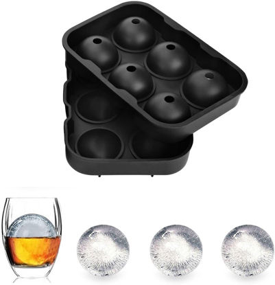 Picture of Silicone Ice Cube Trays Combo Round Ice Ball Spheres Ice Cube Tray Mold Black