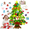 Picture of DIY Felt Christmas Tree with Ornaments Family 3D Fake Xmas Tree with LED Lights for Kids Toddlers Home Door Window TYPE M