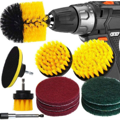 Picture of 12 Pcs Drill Brush Attachment Set , Power Scrubber Drill Brush Bathroom Cleaning Kit with Pad Sponge and Extend Attachment for Cleaning