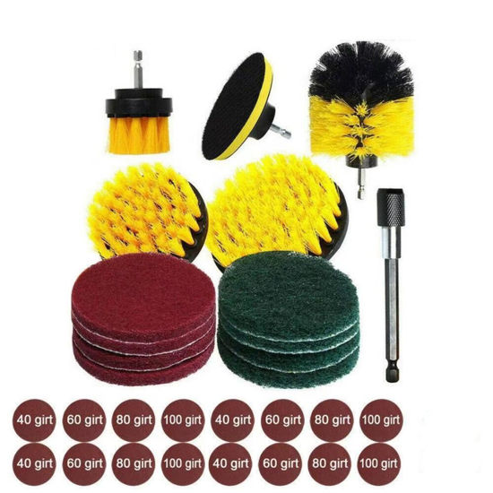 Picture of 32pcs Drill Brush Attachment Set Kit Scrub Pads Scrubber Drill Brush Set