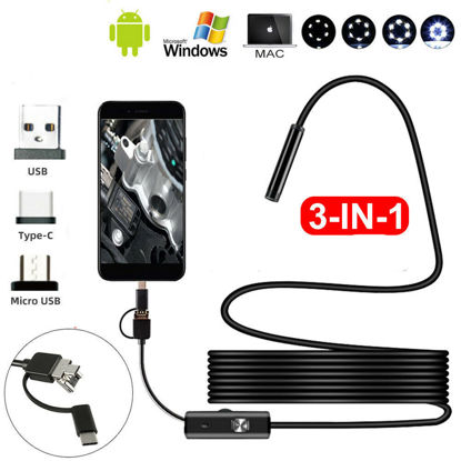 Picture of 3 in1 HD Endoscope Borescope Snake Inspection Camera For Laptop PC Smart Phones 3.5M Cable