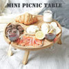 Picture of Mini Picnic Table with Glass Holder Wooden Folding Wine Table for Beach Garden Party Boat Camping Picnic