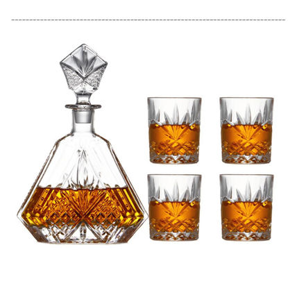 Picture of Whiskey Decanter Set with 4 Old Fashioned Whisky Glasses for Liquor Scotch Bourbon or Wine Triangular