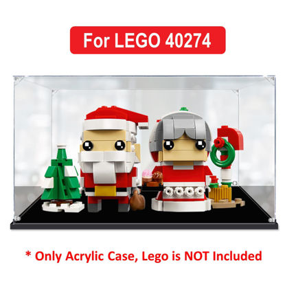 Picture of Acrylic Display Case for LEGO 40274 Christmas Santa Brickheadz Mr Claus & Mrs Claus Figure Storage Box Dust Proof Glue Free