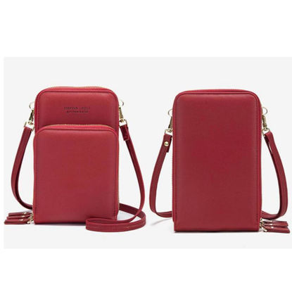 Picture of Red Women PU Leather  Bag Purse Crossbody Phone Wallet Bag Pouch