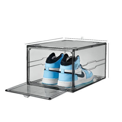 Picture of Premium Sneaker Acrylic Display Shoe Box Storage Case Clear  Stackable Dark clear