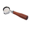 Picture of 58mm E61 Bottomless Portafilter for Espresso Coffee Machine Brown Wood Handle Two Ears with Filter Basket