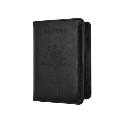 Picture of Slim PU Leather Travel Passport Wallet Holder RFID Blocking ID Card holder Black