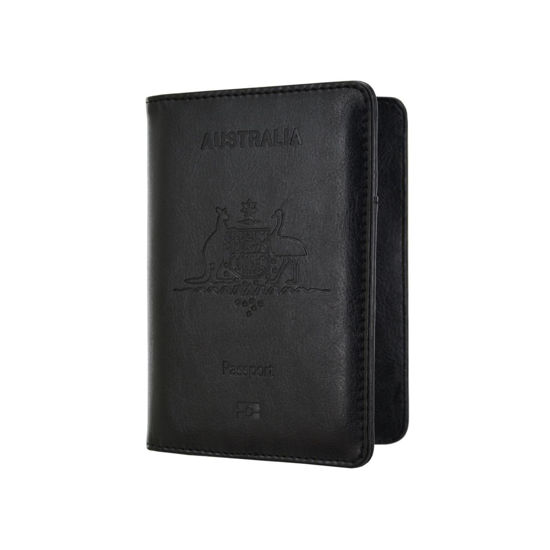 Picture of Slim PU Leather Travel Passport Wallet Holder RFID Blocking ID Card holder Black