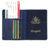 Picture of Slim PU Leather Travel Passport Wallet Holder RFID Blocking ID Card holder Blue