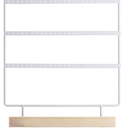 Picture of Earring Holder  for 33 pairs Jewelry Organizer Stand Earring Display Earring Organizer Stand Earring Holder Jewelry Stand Holder with Wooden Tray/Dish for Earrings Display Home Use White