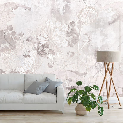 Picture of 3D Mural Wallpaper Viny Self Adhesive Eco Graphic Wildflowers Painted on Concrete Grunge Wall