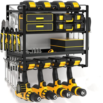 Picture of Power Tool Rack Organizer - Heavy Duty Drill Holder Wall Mount, 4 Layers