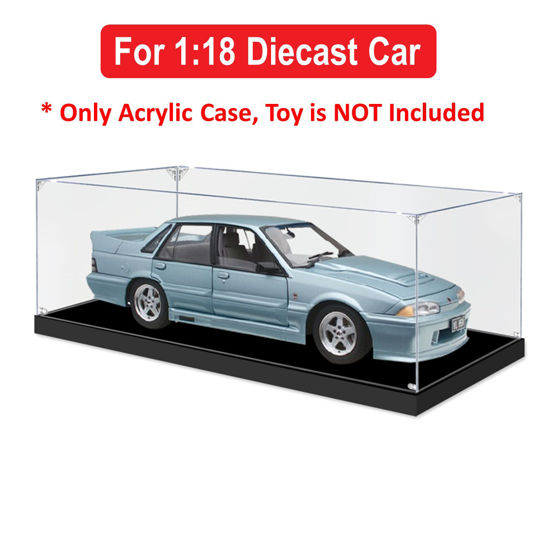 Picture of Acrylic Display Case for 1:18 CLASSIC CARLECTABLES HOLDEN VL COMMODORE GROUP A PANORAMA SILVER Diecast Car Model Figure Storage Dust Proof Glue Free