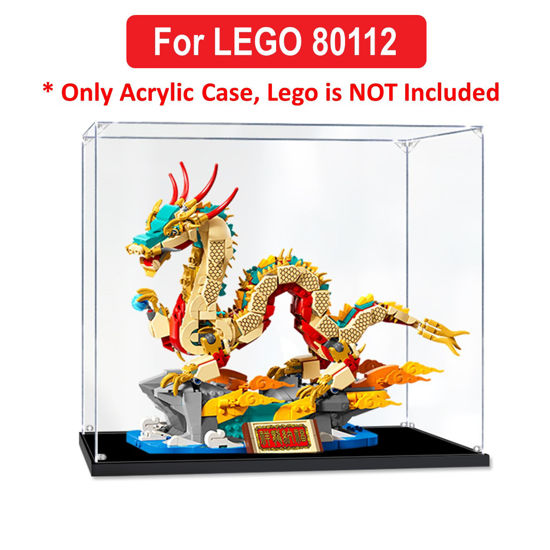 Picture of Acrylic Display Case for LEGO 80112 Chinese Luna New Year Auspicious Dragon Figure Storage Box Dust Proof Glue Free