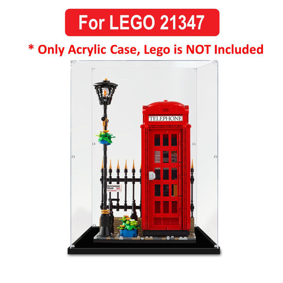 Picture of Acrylic Display Case for LEGO 21347 Icons Red London Telephone Box Figure Storage Box Dust Proof Glue Free