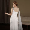 Picture of Elegant Pearl & Lace Wedding Wrap Cream & White Floor-Length Luxury Bridal Shawl